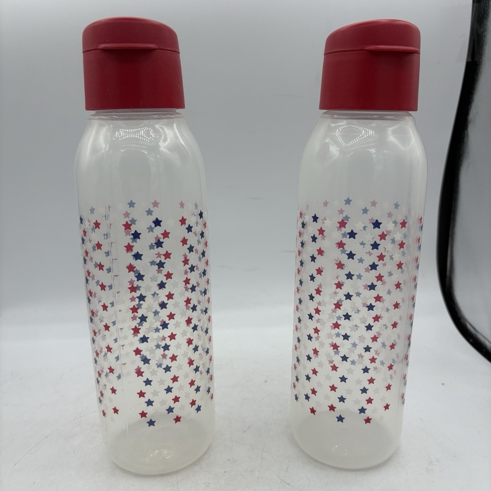 Tupperware Eco Sport Water Bottles 25 oz Stars Patriotic July 4 Set of 2